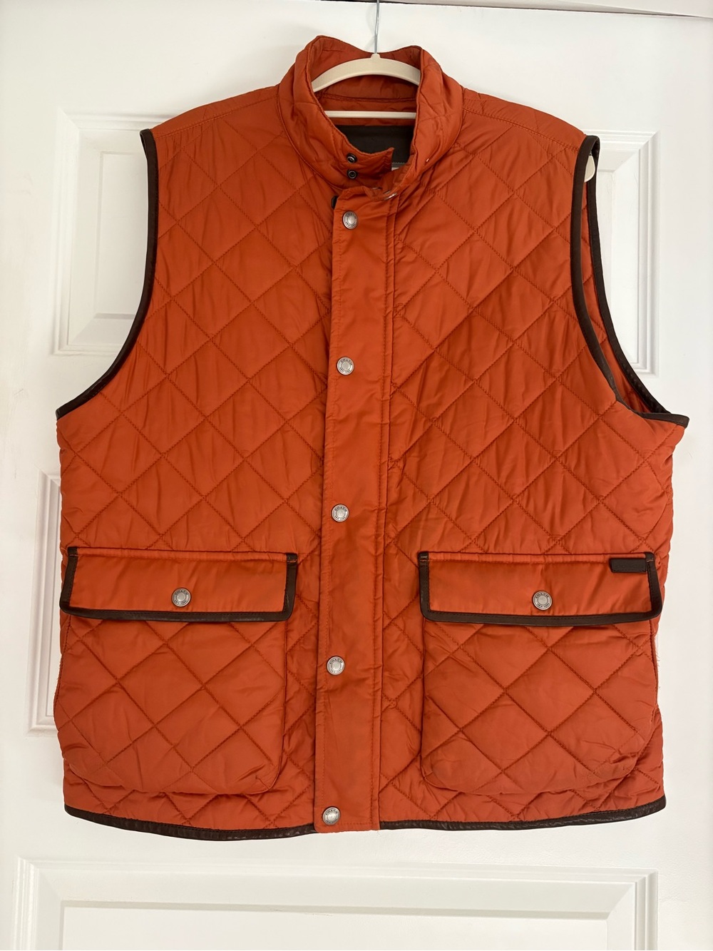 Coach Quilted Orange Men's Vest with Dark Trim